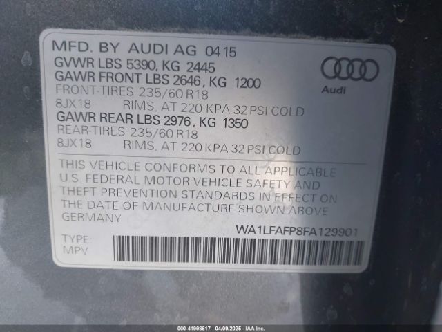 2015 AUDI Q5 WA1LFAFP8FA129901 Photo 8