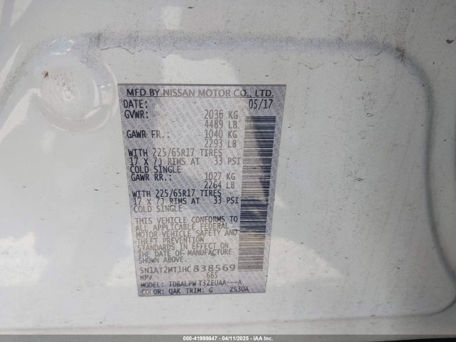 Nissan ROGUE S 2017 5N1AT2MT1HC838569 Image 9
