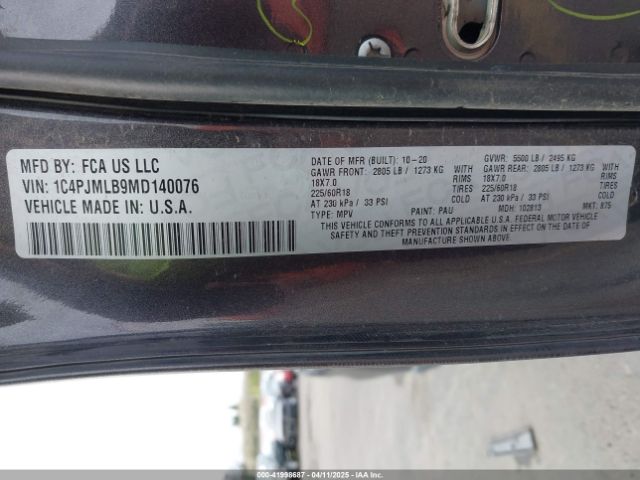 1C4PJMLB9MD140076 Jeep Cherokee Altitude 4x4