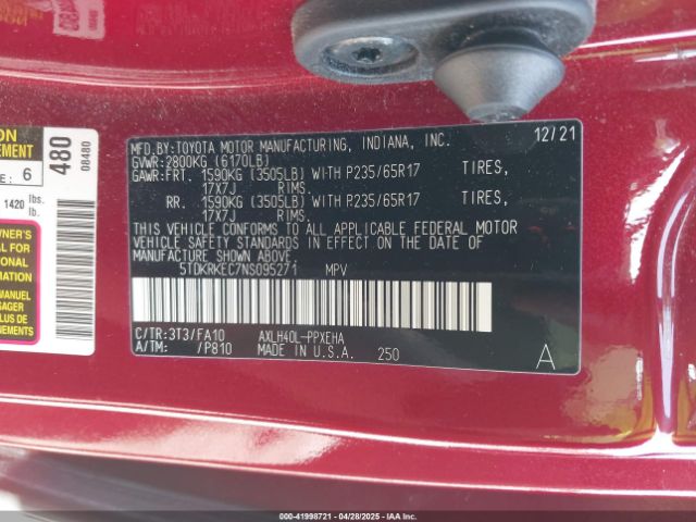 2022 TOYOTA SIENNA 5TDKRKEC7NS095271 Photo 8