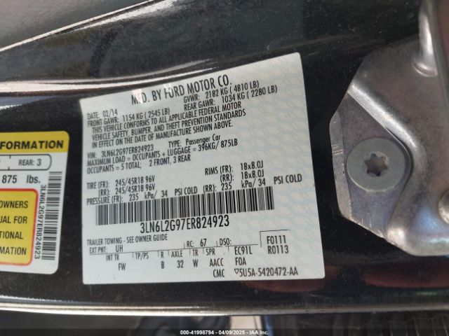 3LN6L2G97ER824923 Lincoln MKZ