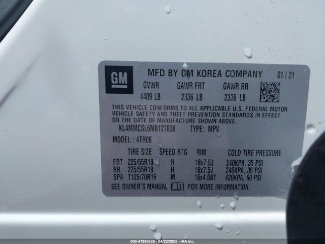 KL4MMCSL6MB127838 Buick Encore Gx Awd Preferred
