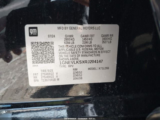 1GNEVLKSXRJ204147 Chevrolet Traverse Awd Rs