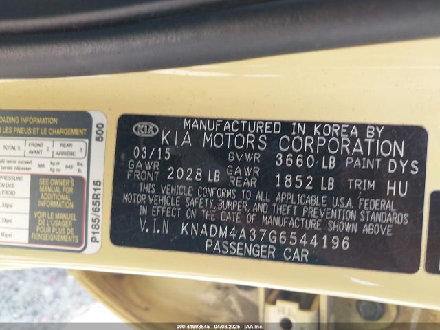 KIA RIO LX 2016 KNADM4A37G6544196 Image 9