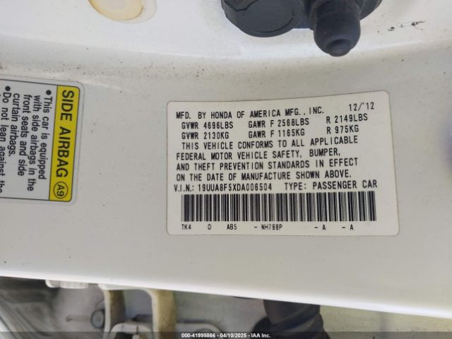 2013 ACURA TL 19UUA8F5XDA006504 Photo 8