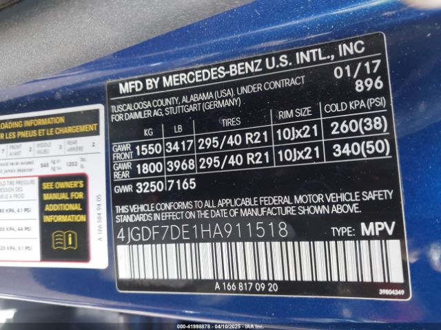 2017 MERCEDES-BENZ GLS 550 4JGDF7DE1HA911518 Photo 8
