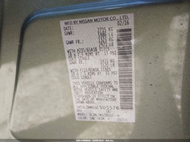 5N1AL0MM5GC505576 Infiniti QX60