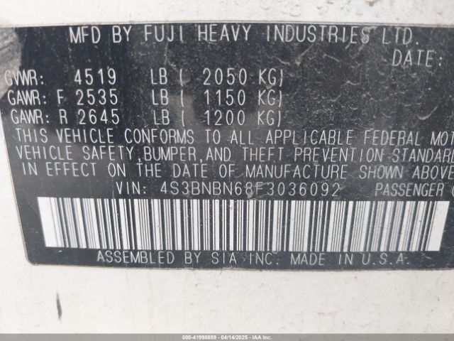 4S3BNBN68F3036092 Subaru Legacy 2.5i Limited