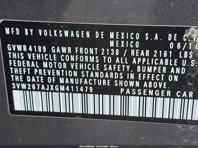 3VW267AJXGM411479 Volkswagen Jetta 1.4t S