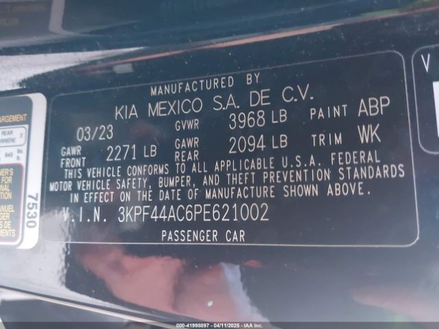 3KPF44AC6PE621002 KIA FORTE GT