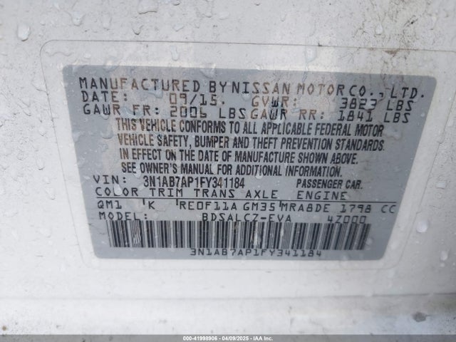 Nissan SENTRA S 2015 3N1AB7AP1FY341184 Image 9