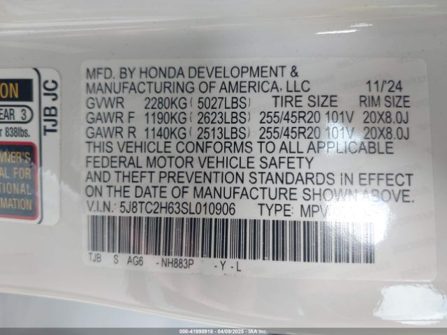 5J8TC2H63SL010906 Acura Rdx A-spec Package