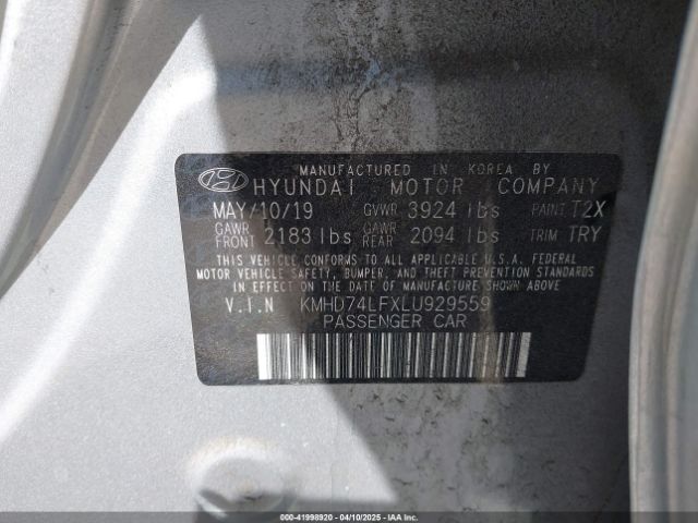 KMHD74LFXLU929559 Hyundai ELANTRA SE