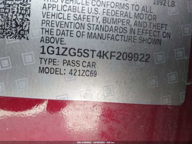 1G1ZG5ST4KF209922 Chevrolet MALIBU RS