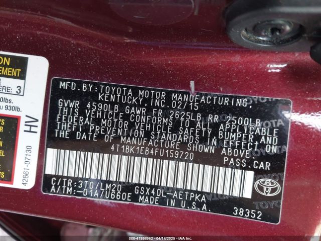 4T1BK1EB4FU159720 Toyota AVALON LIMITED