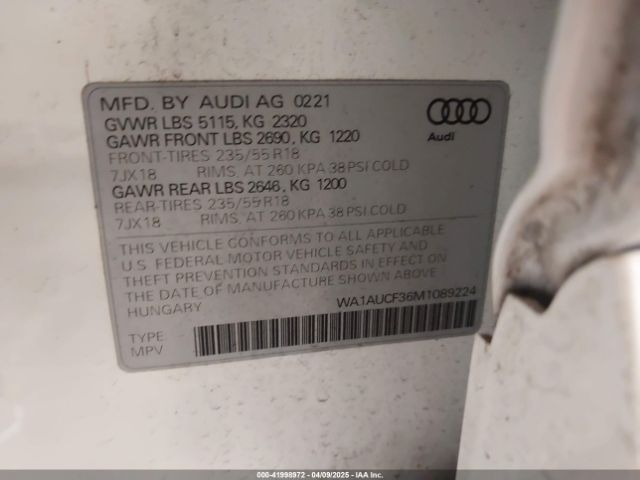 WA1AUCF36M1089224 Audi Q3 Premium 40 Tfsi Quattro Tiptronic