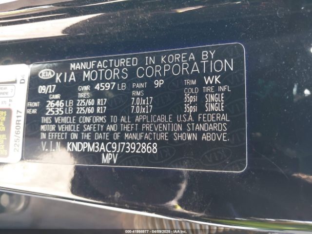 KNDPM3AC9J7392868 KIA Sportage Lx