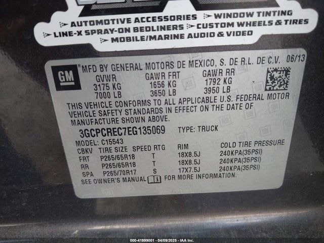 3GCPCREC7EG135069 Chevrolet Silverado 1500 1lt