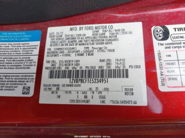 1ZVBP8CF1E5234951 Ford MUSTANG GT