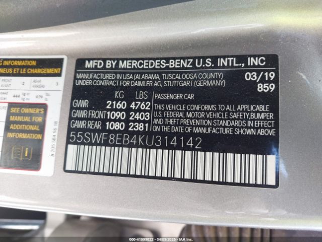 55SWF8EB4KU314142 Mercedes-Benz C 300 4matic