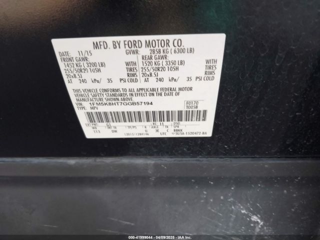 2016 FORD EXPLORER 1FM5K8HT7GGB57194 Photo 8