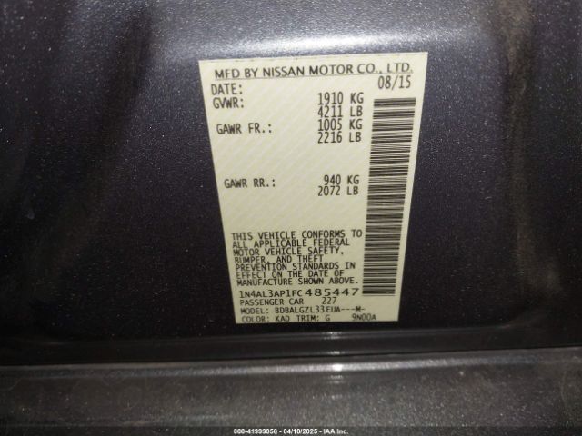 1N4AL3AP1FC485447 Nissan Altima 2.5 S