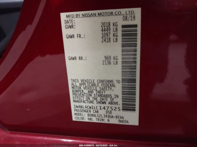 1N4BL4CW1LC147525 Nissan Altima Sr Intelligent Awd