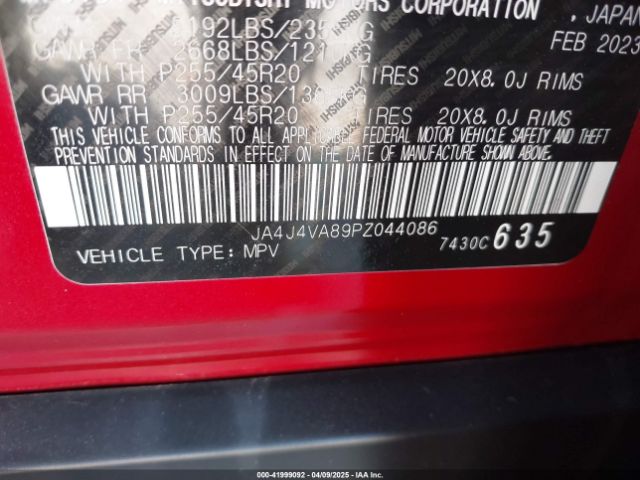 JA4J4VA89PZ044086 Mitsubishi Outlander Sel 2.5 S-awc