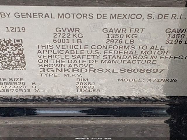 3GNKBDRSXLS606697 Chevrolet Blazer Fwd 3lt