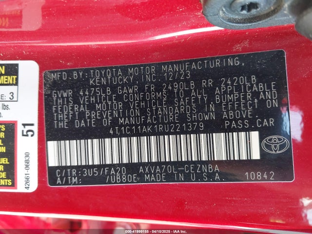 4T1C11AK1RU221379 Toyota CAMRY LE