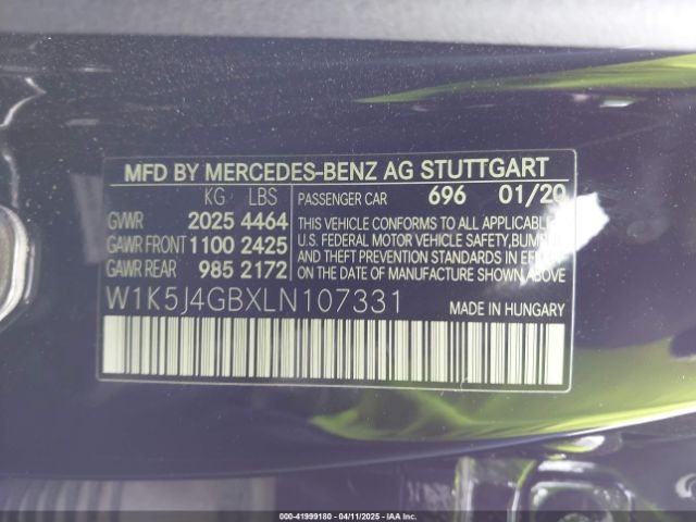 W1K5J4GBXLN107331 Mercedes-Benz CLA 250