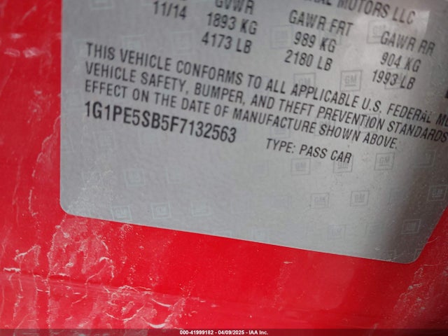 1G1PE5SB5F7132563 Chevrolet Cruze 2lt Auto