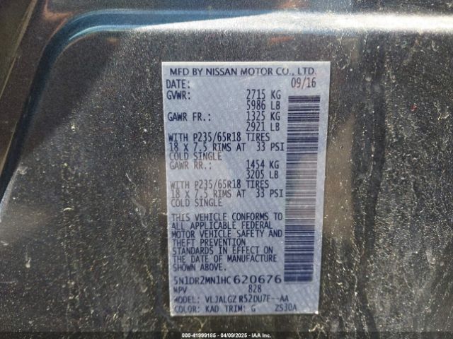 5N1DR2MN1HC620676 Nissan Pathfinder Sl