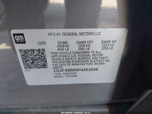 1G1FX6S05P4201698 Chevrolet Bolt Ev Fwd 2lt