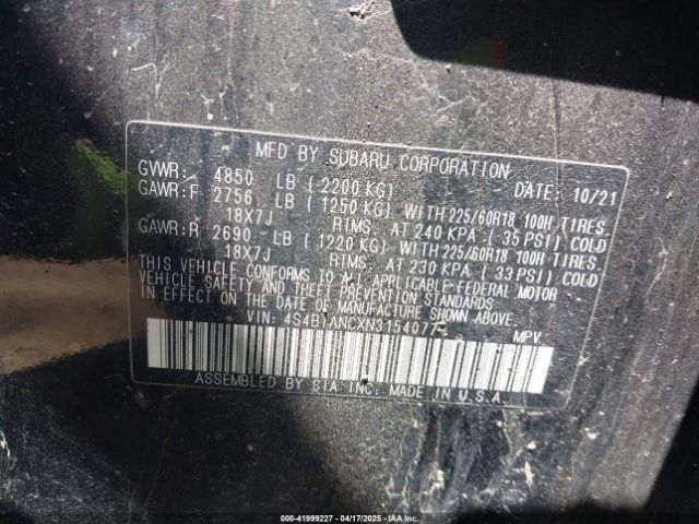4S4BTANCXN3154077 Subaru Outback Limited