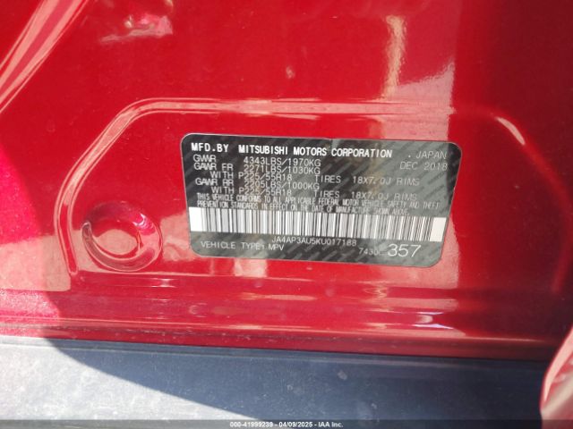 2019 MITSUBISHI OUTLANDER SPORT JA4AP3AU5KU017188 Photo 8