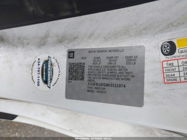 1G1FB1RS8K0111874 Chevrolet Camaro 1lt