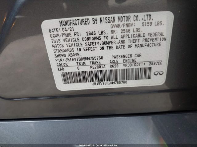 JN1EV7BR9MM755760 Infiniti Q50 Luxe Awd
