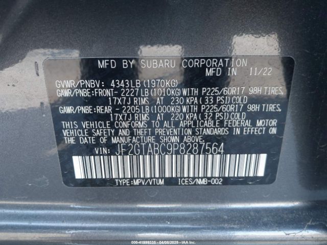 JF2GTABC9P8287564 Subaru Crosstrek