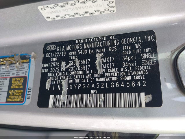 5XYPG4A52LG645842 KIA gdi lambda-ii