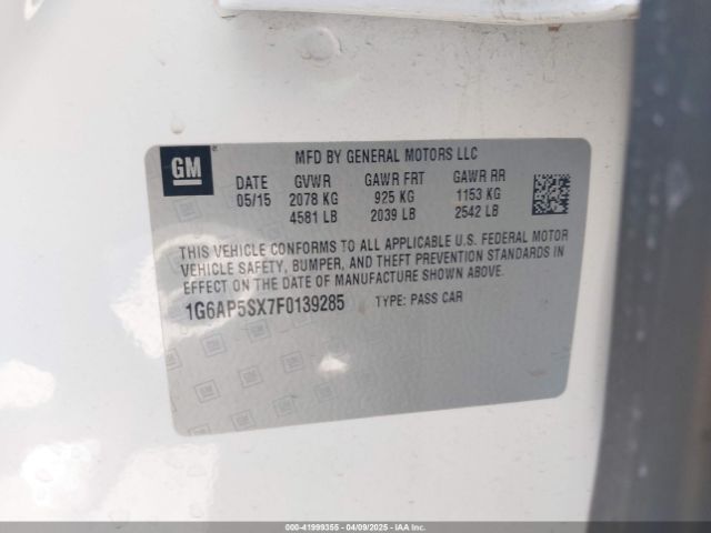 1G6AP5SX7F0139285 Cadillac Cts Standard