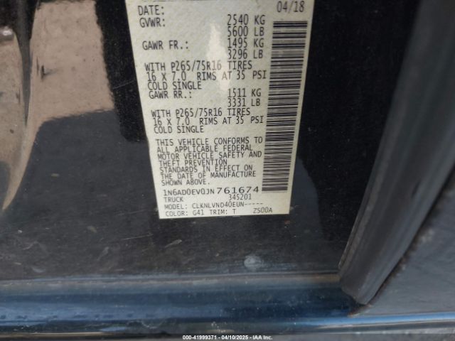 1N6AD0EV0JN761674 Nissan Frontier Pro-4x