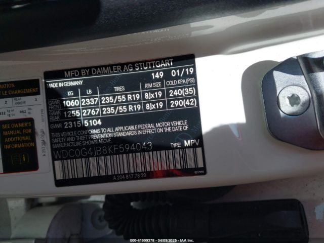 WDC0G4JB8KF594043 Mercedes-Benz GLC 300