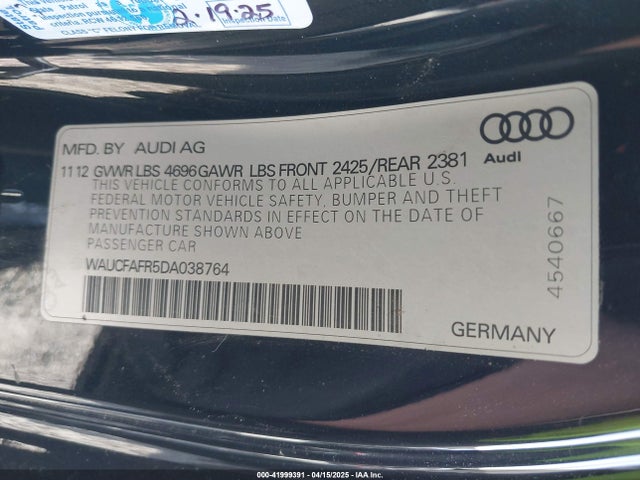 2013 AUDI A5 WAUCFAFR5DA038764 Photo 8