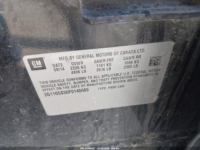 Chevrolet IMPALA 2LZ 2015 2G1165S36F9145669 Image 9