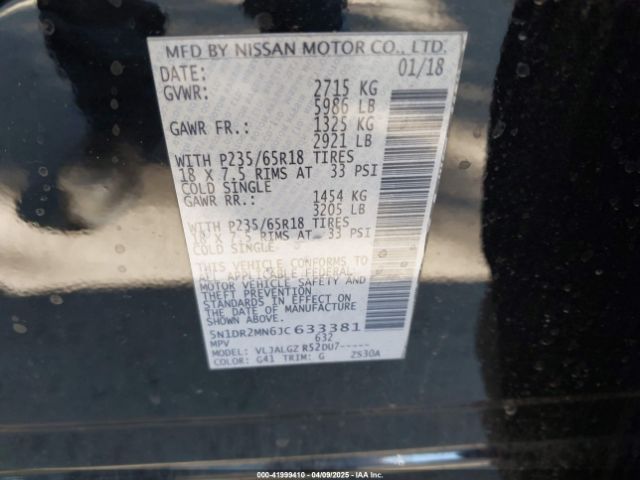 5N1DR2MN6JC633381 Nissan Pathfinder Sl