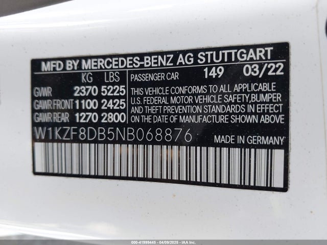 Mercedes-Benz E 350 2022 W1KZF8DB5NB068876 Image 9