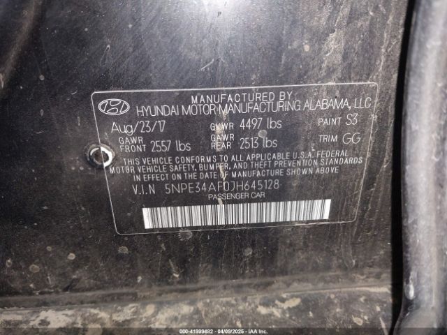 5NPE34AF0JH645128 Hyundai SONATA SEL