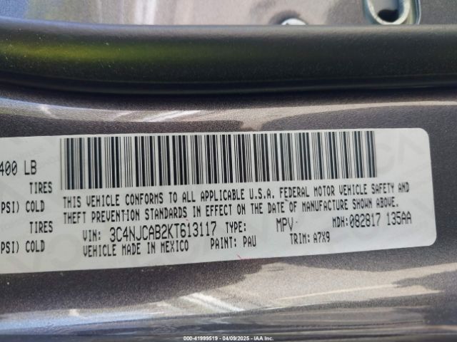 3C4NJCAB2KT613117 Jeep Compass Sport Fwd