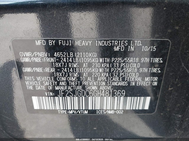 JF2SJGDC6GH481369 Subaru Forester 2.0xt Premium